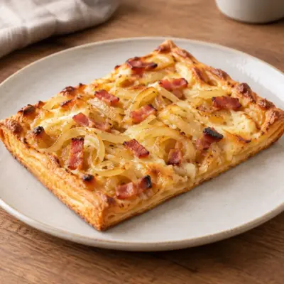Tarte aux oignons, lardons et fromage facile