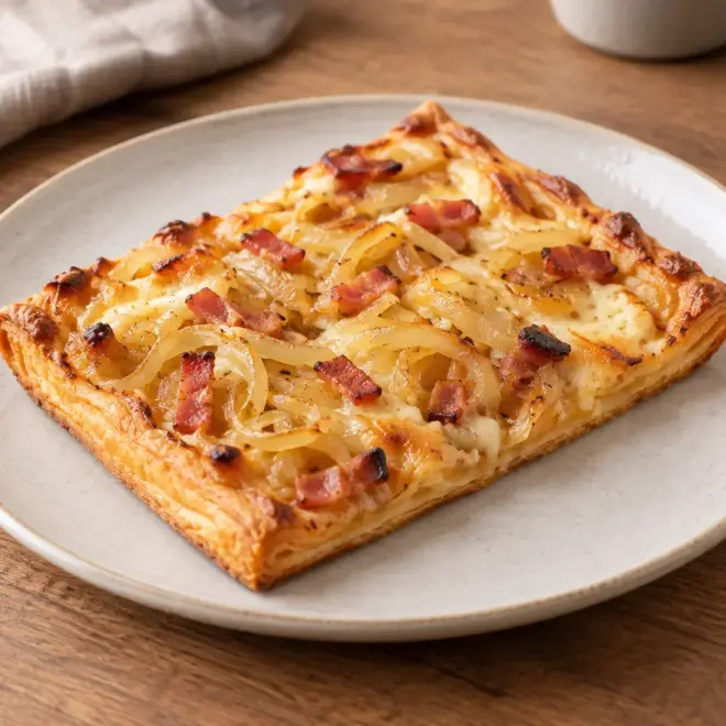 Tarte aux oignons, lardons et fromage facile