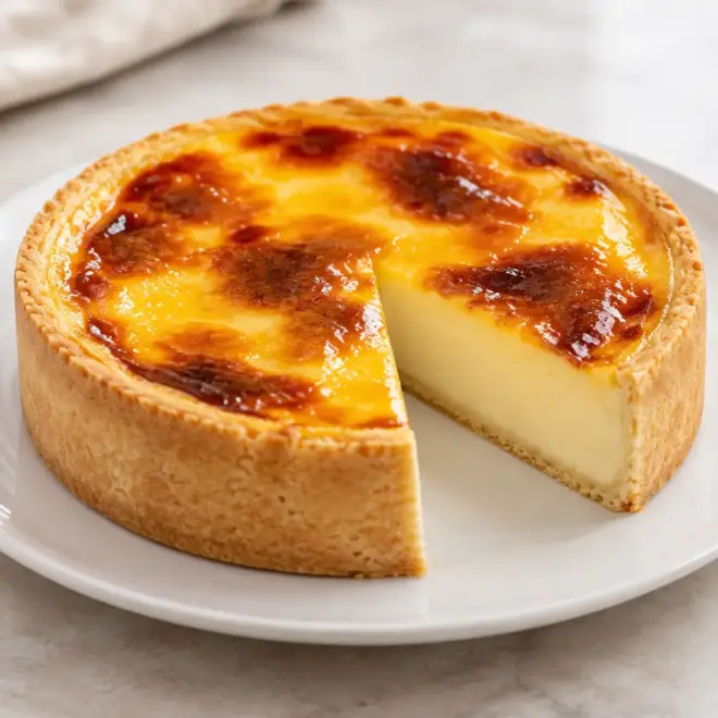 Tarte basque à la crème, fondante et caramélisée