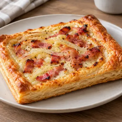 Tarte feuilletée bacon facile et croustillante