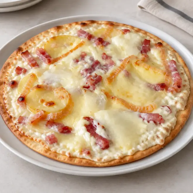 Tarte flambée pommes de terre facile et croustillante