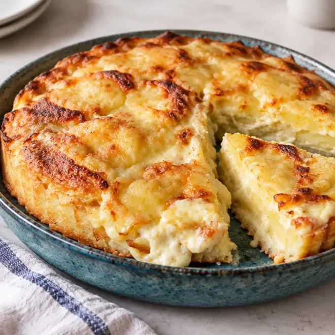 Tarte gratinée aux pommes de terre fondante