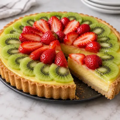 Tarte kiwi et fraises, recette à la crème pâtissière