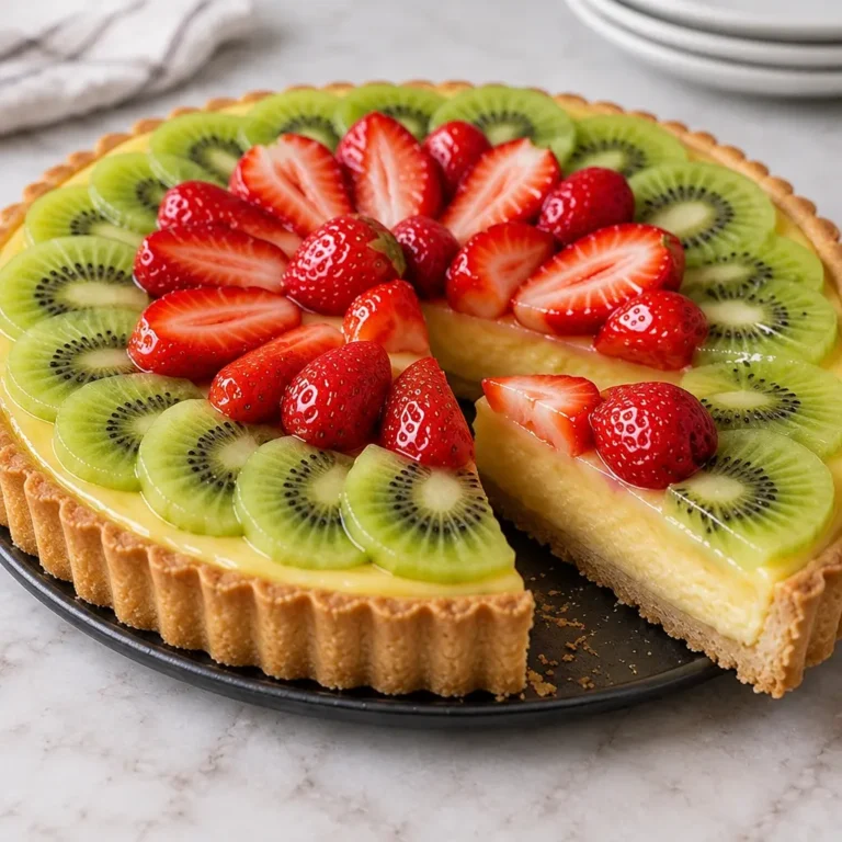 Tarte kiwi et fraises, recette à la crème pâtissière