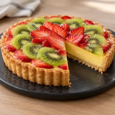 Tarte kiwi et fraises facile à la crème pâtissière