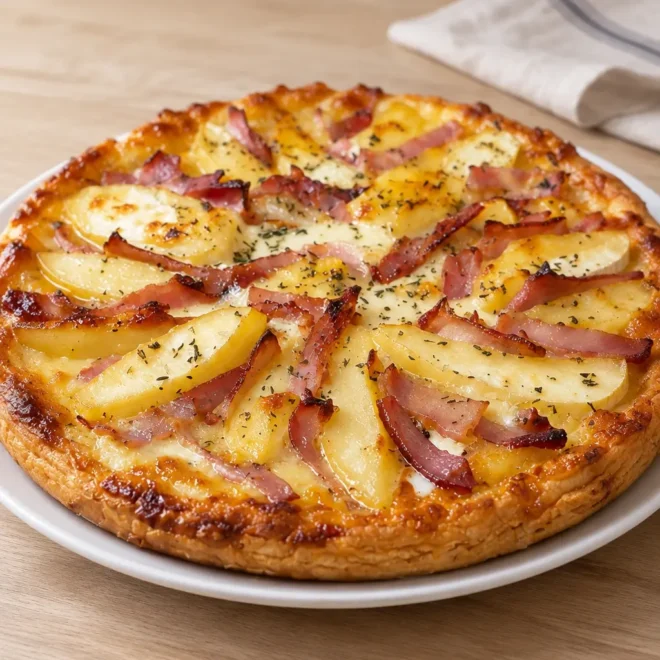 Tarte pommes de terre camembert et lardons