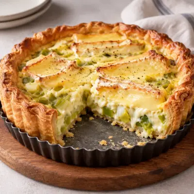 Tarte rustique aux poireaux et au camembert