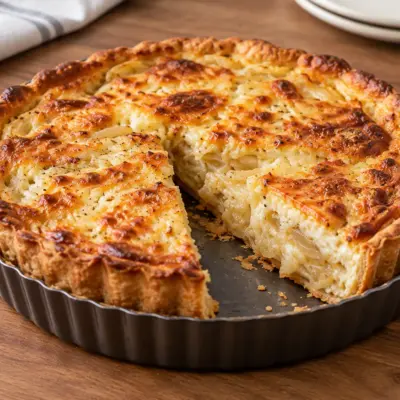 Tarte rustique oignons : recette fondante et dorée