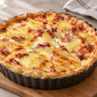 Tarte salée pommes de terre lardons fromage