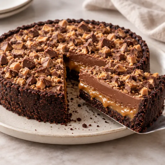 Tarte chocolat caramel, croustillante sans cuisson