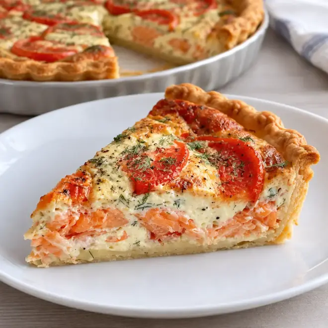 Tarte saumon fumé tomates, facile et crémeuse