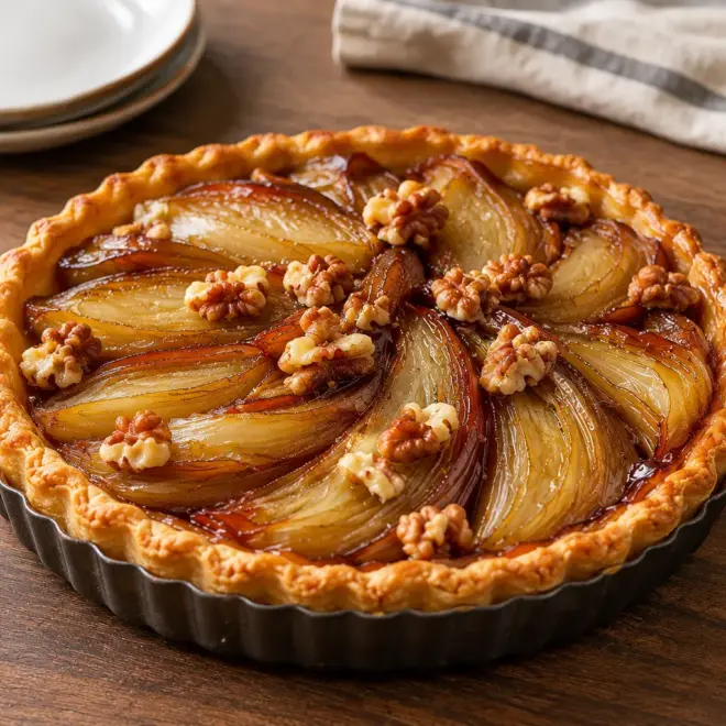 Tarte tatin d’endives caramélisées aux noix