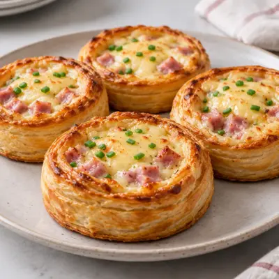 Tartelettes feuilletées au jambon et au fromage