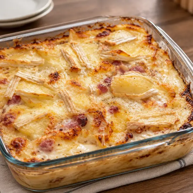 Tartiflette savoyarde, fondante et bien gratinée