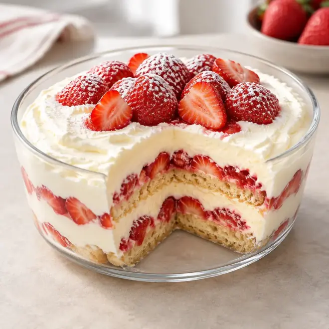 Tiramisu aux fraises facile et crémeux