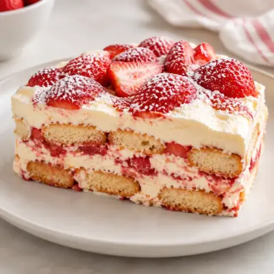 Tiramisu aux fraises facile et mousseux