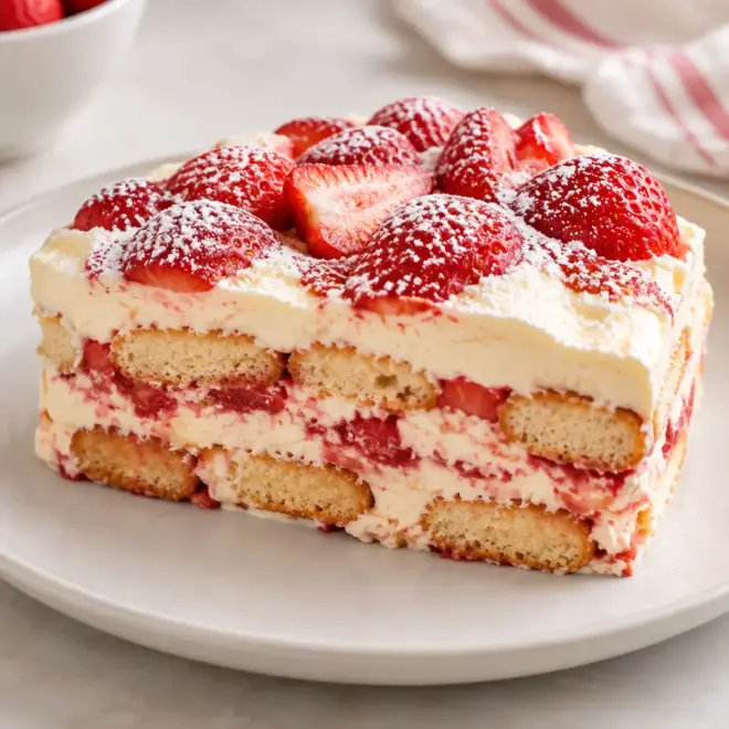 Tiramisu aux fraises facile et mousseux