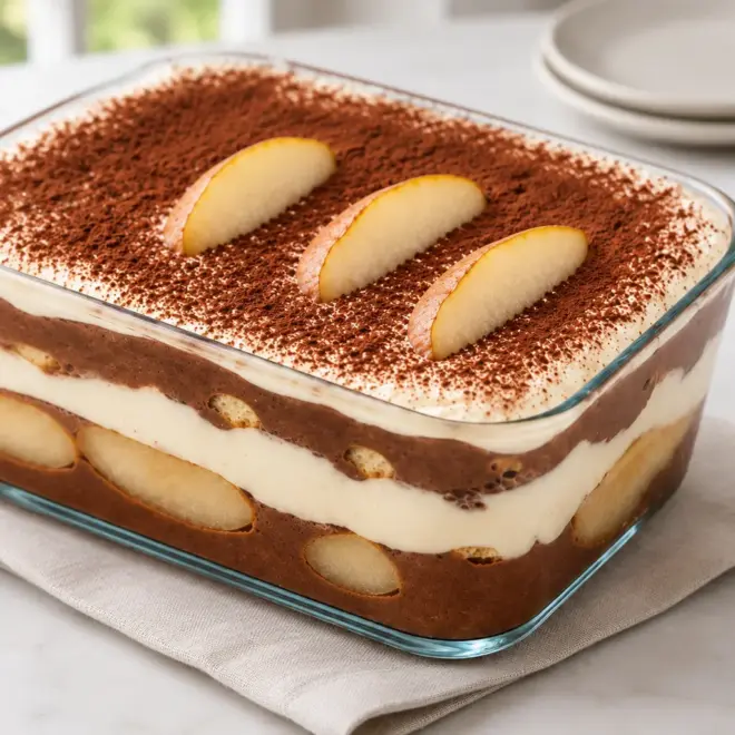 Tiramisu chocolat poires facile et crémeux
