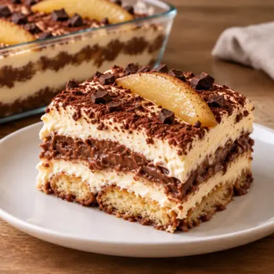 Tiramisu poire-chocolat facile et crémeux