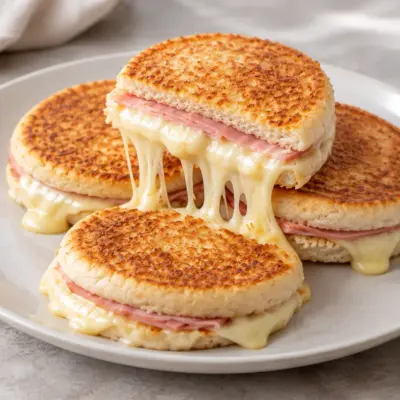 Toasts au jambon faciles, fromage bien filant