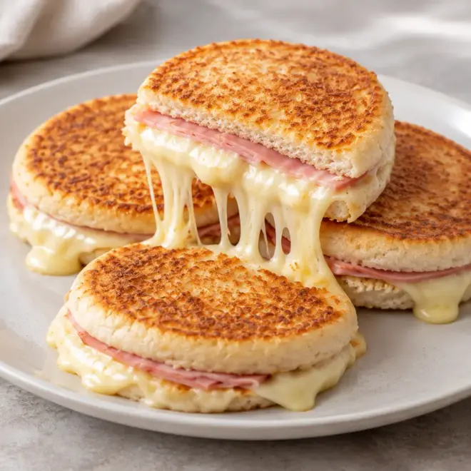 Toasts filants au jambon, dorés et fondants