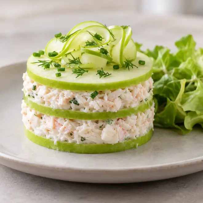 Tour pomme verte au crabe fraîche et croquante