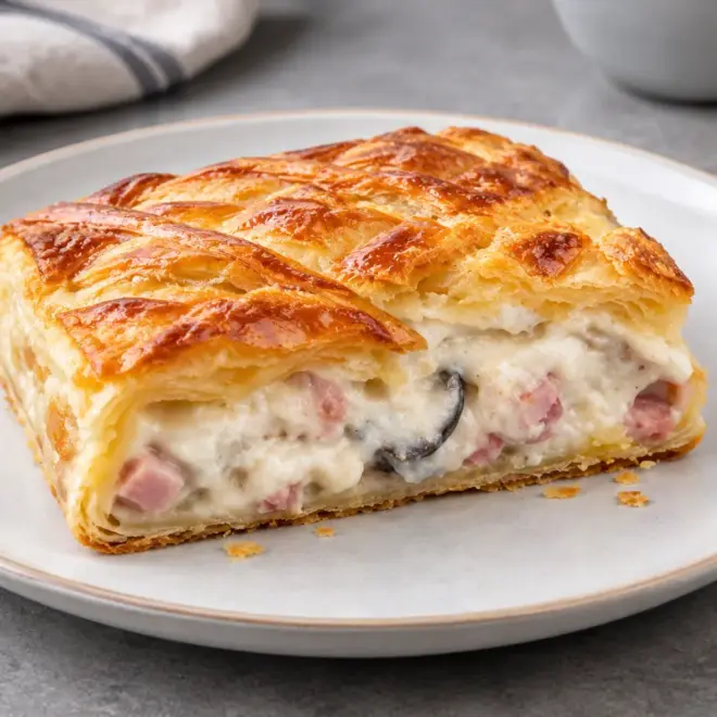 Tourte feuilletée jambon champignons facile