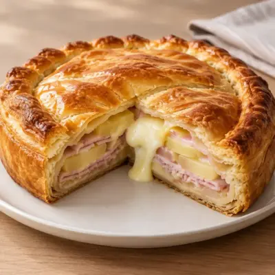 Tourte feuilletée recette au jambon et fromage