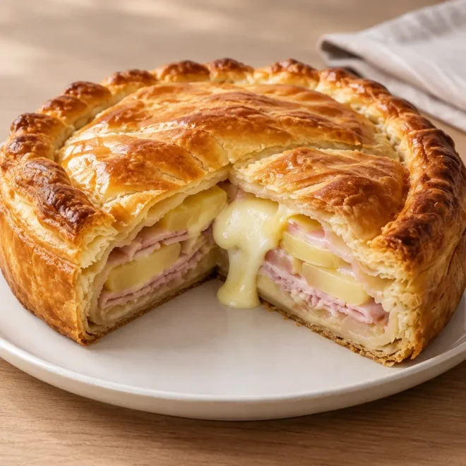 Tourte feuilletée recette au jambon et fromage