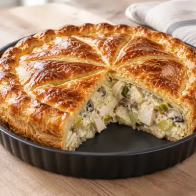 Tourte poulet champignons poireaux facile