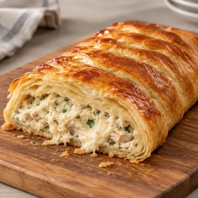 Tresse feuilletée poulet : recette dorée et crémeuse