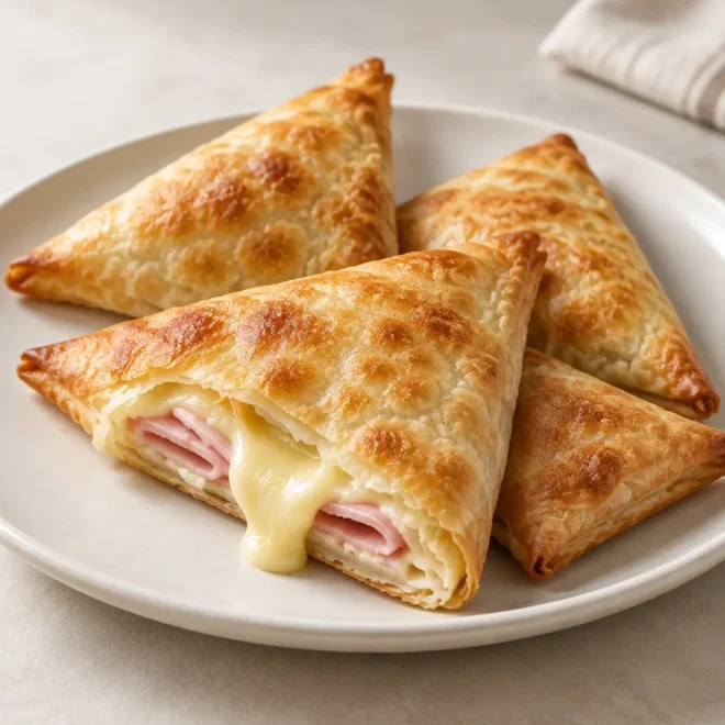 Triangles de brick : jambon et fromage au four