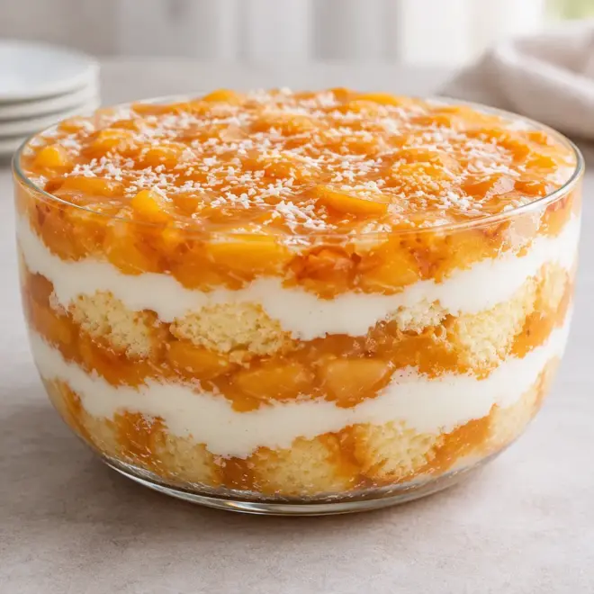 Trifle aux pêches facile et crémeux