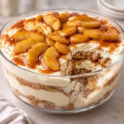 Trifle aux pommes caramélisées facile et crémeux