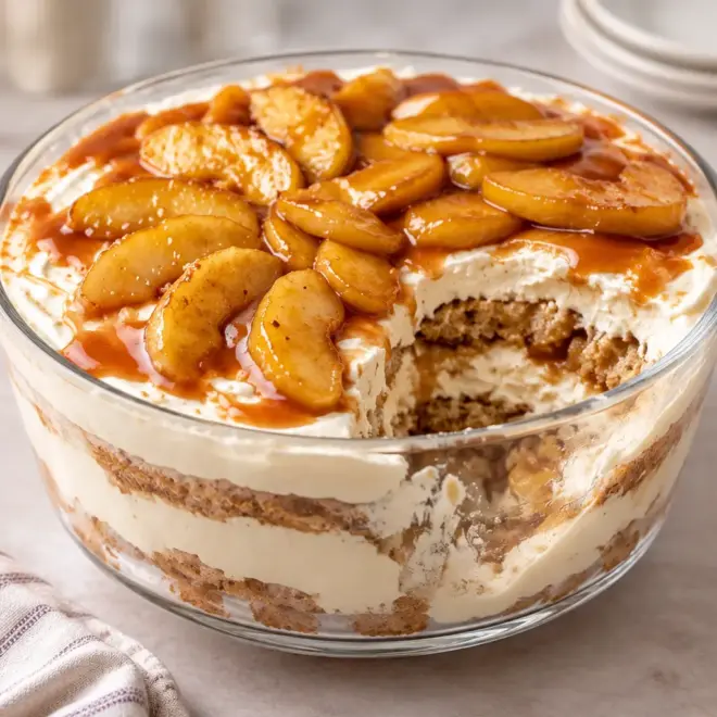 Trifle aux pommes caramélisées facile et crémeux
