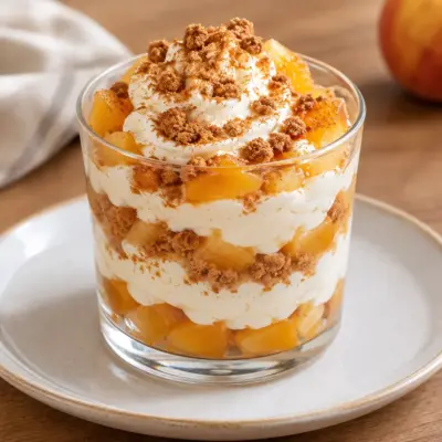 Verrine de pêches facile et crème à la cannelle