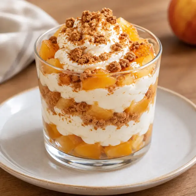 Verrine de pêches facile et crème à la cannelle