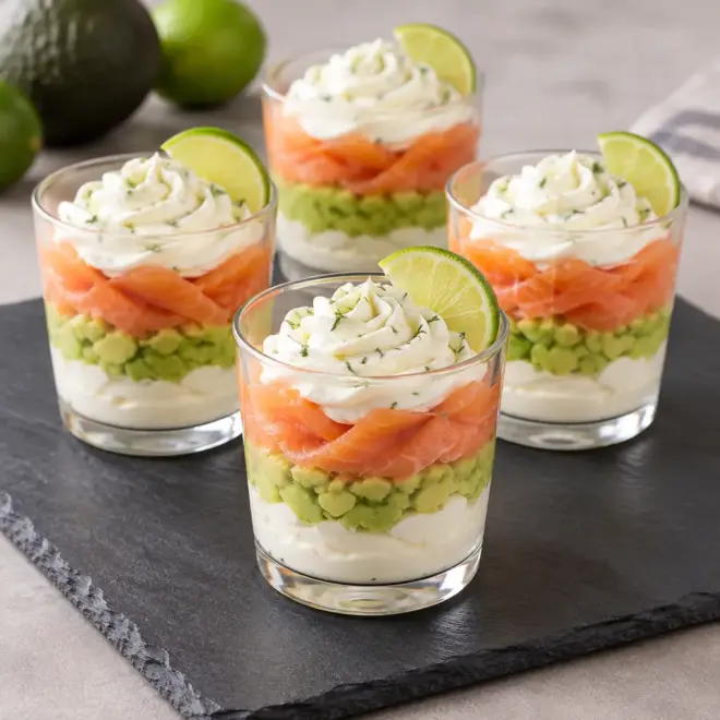 Verrine de saumon fumé à l’avocat facile