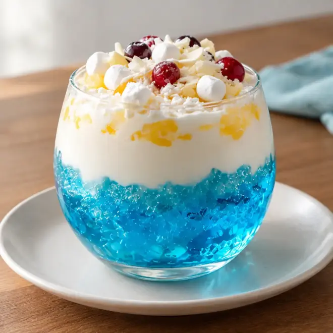 Verrine dessert bleu et blanc facile en couches