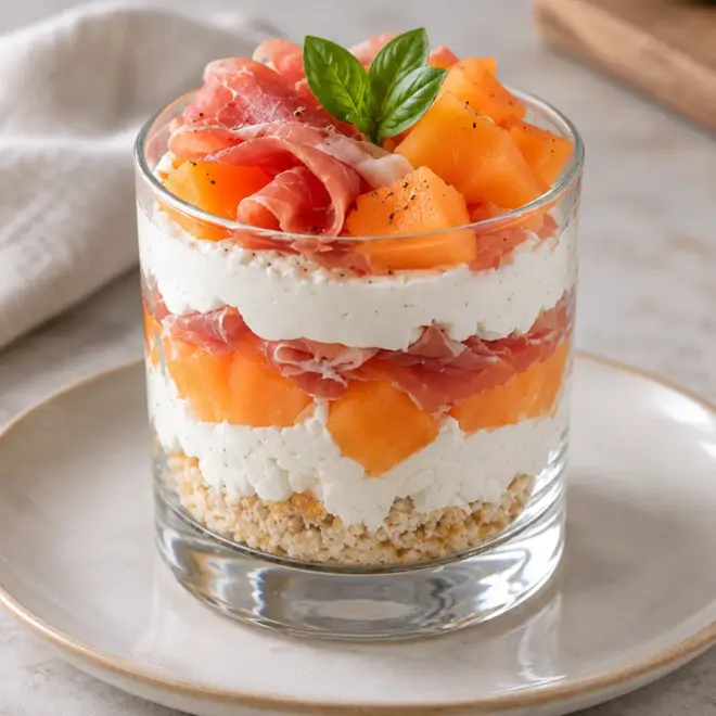 Verrine salée au melon et au jambon facile