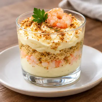 Verrine tiramisu salé aux crevettes facile