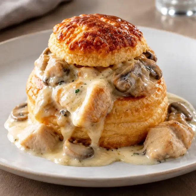 Vol-au-vent au poulet et aux champignons facile