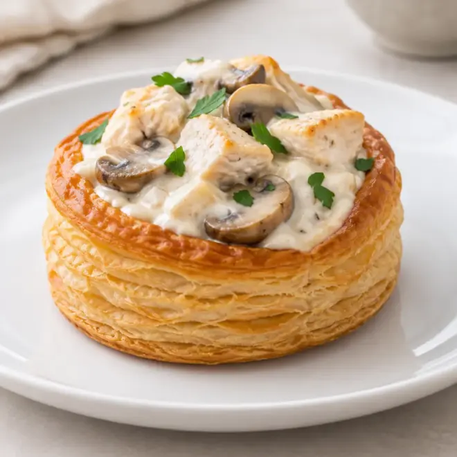 Vol-au-vent poulet champignons facile et crémeux