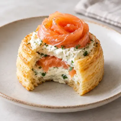 Vol-au-vent au saumon fumé facile et croustillant