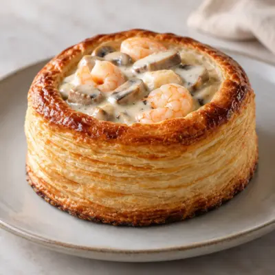 Vol-au-vent crevettes et champignons facile