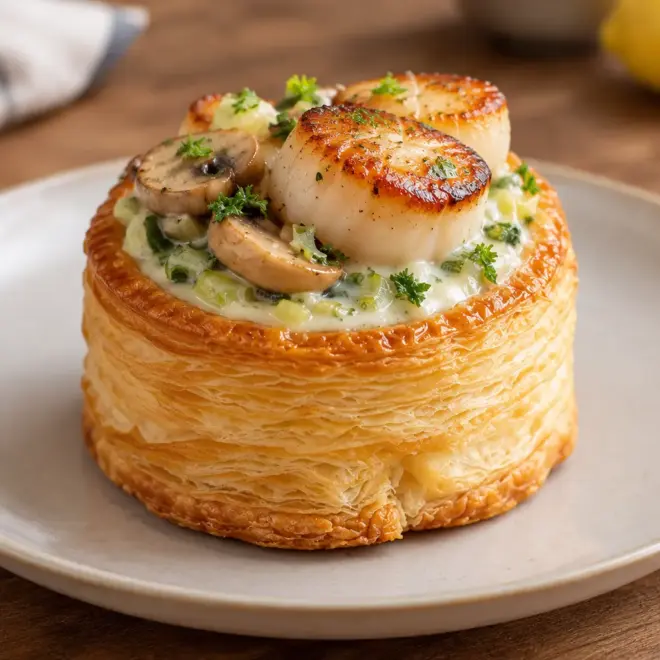 Vol-au-vent aux Saint-Jacques facile et crémeux