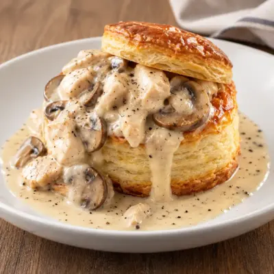 Vol-au-vent poulet champignons crémeux