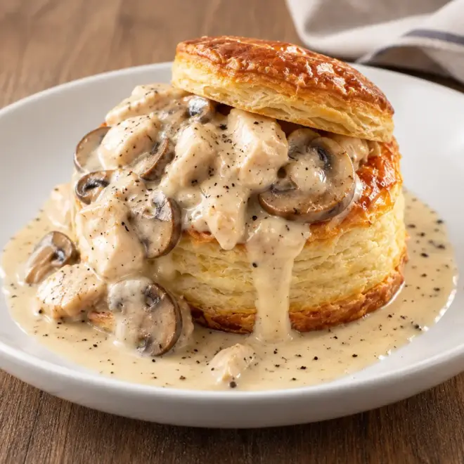 Vol-au-vent poulet champignons crémeux