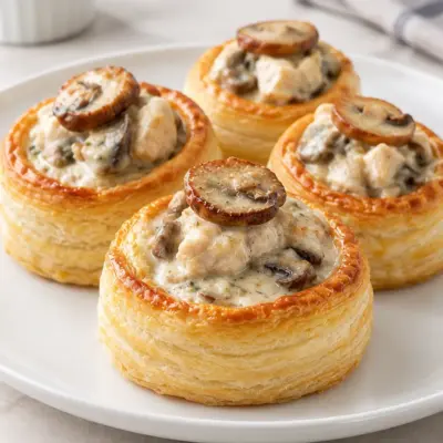 Vol-au-vent recette au poulet et champignons