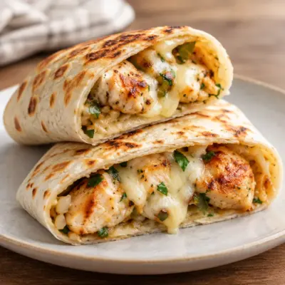 Wraps au poulet et à l’ail faciles et fondants
